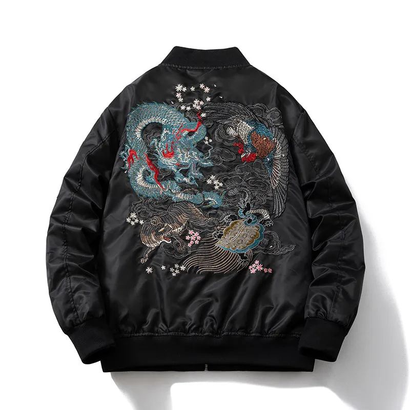 Winter New Machine Embroidery Coat National Fashion Hip Hop Pilot Jacket Men Women Couple Loose Quilted Baseball Uniform