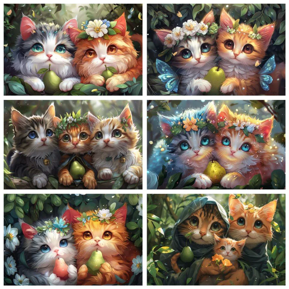 Full Diamond Painting New Arrival Cat Wearing Garland Picture Diamond Mosaic Embroidery Rhinestones Cross Stitch Home Decor Gift