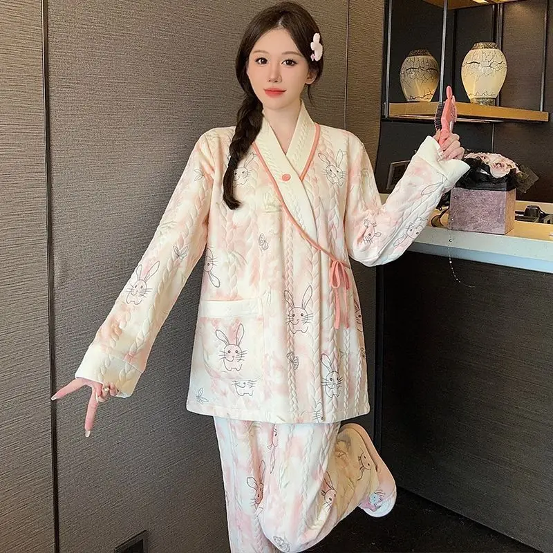 

Air CottonChinese Confinement Spring Autumn Winter Postpartum Breastfeeding Pregnant Women Pajamas October 11 Confinement Set