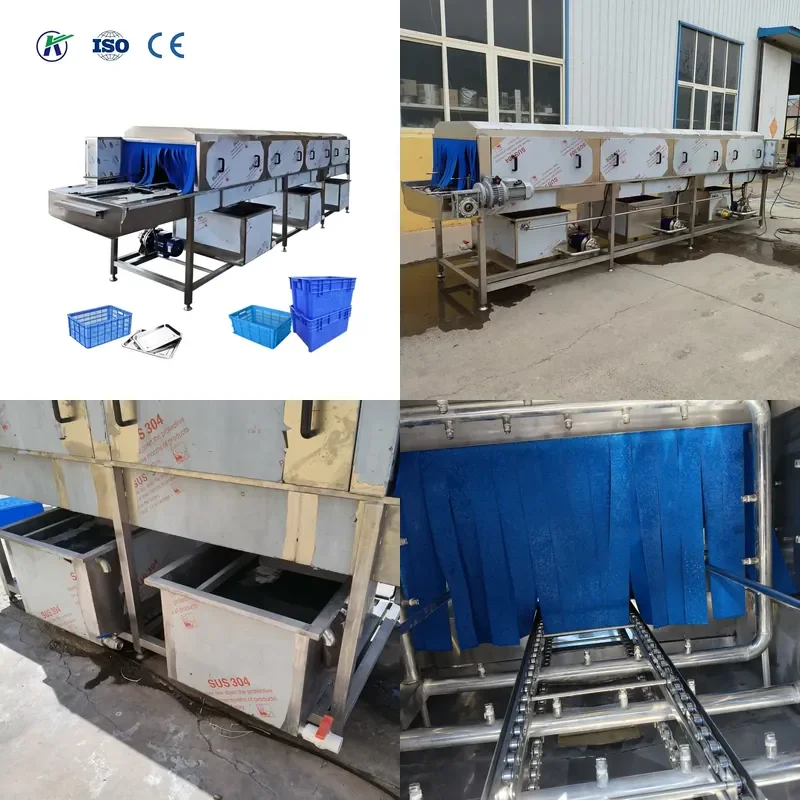 [2026] CE Commercial Plastic Crate Washing Machine Hygienic Cleaning Equipment for Poultry Seafood and Meat Industry