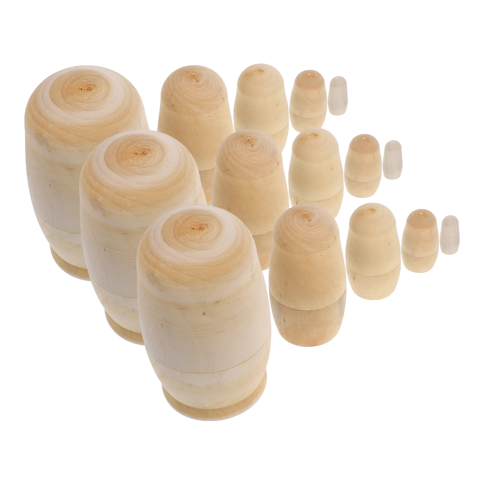 

3 Sets Unfinished Wooden Matrioska Diy Painting Craft Kids Graffiti Set For Children Educational Art Project Home Party Decor