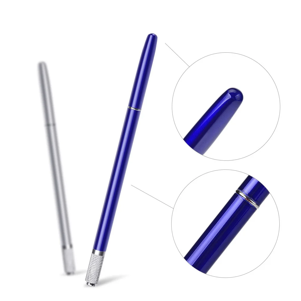 3pcs Tattoo Tebori Manual Pen Microblading Tebori Blades Needles Permanent Makeup Pen Tools for Round Flat Blades