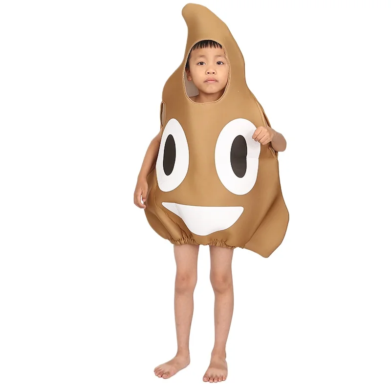 Funny Brown Poop Emoticon Cosplay Costume Dress for Kids Adults Novelty Poop Costume for Halloween Party Carnival Fancy Dress