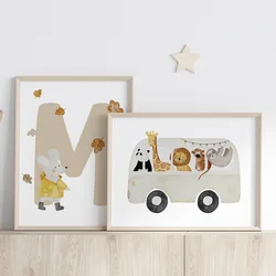 Boho Lion Fox Rabbit Monkey Sailing Voyage Wall Art Canvas Painting Nordic Posters And Prints Wall Pictures Baby Kids Room Decor