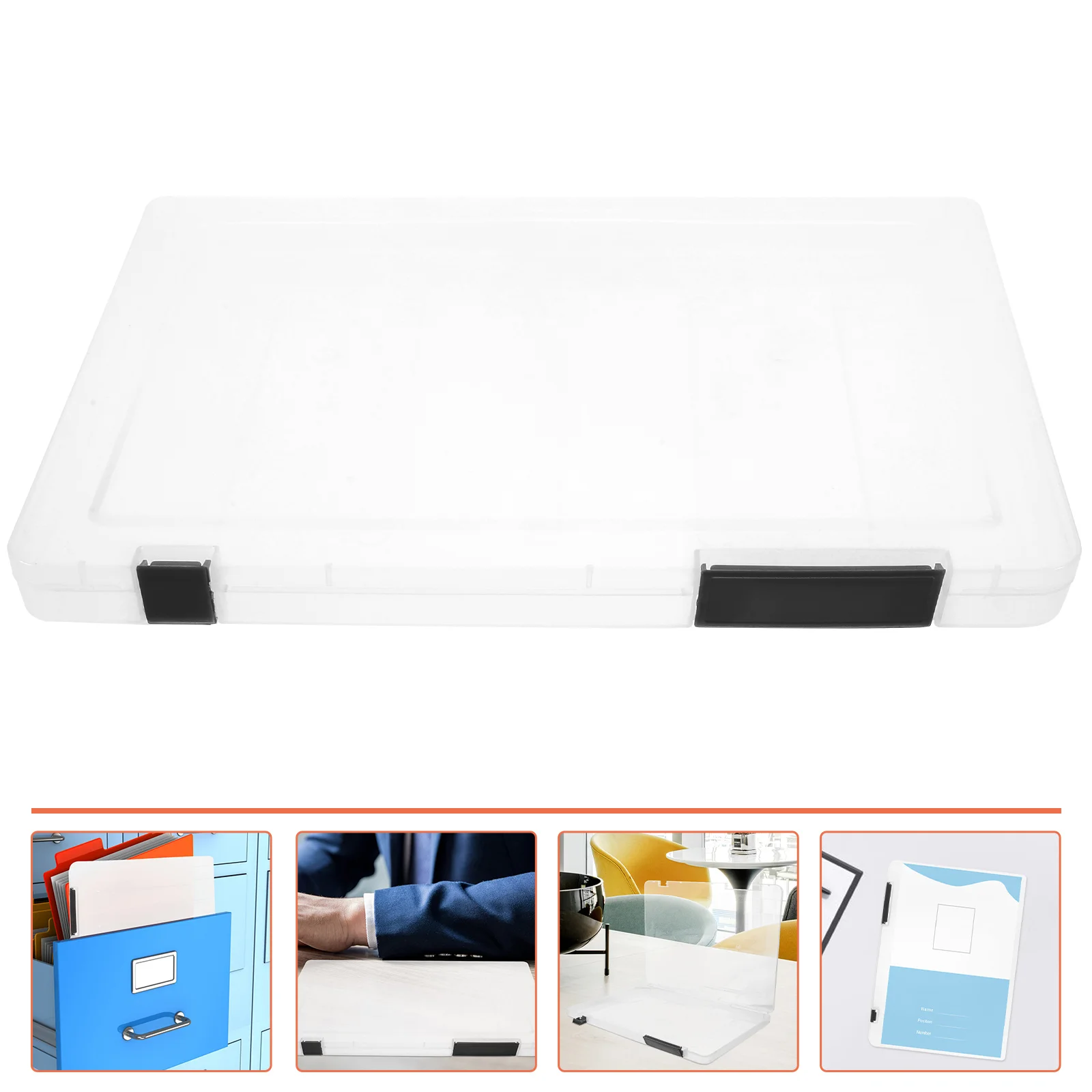 

A4 Thickened Plastic File Storage Box Black Office Data Classification Document ganizer Scrapbook Paper Holder Portable Project