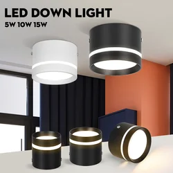 Nowoczesne oświetlenie punktowe Led lampa świecąca W dół aluminiowe 5W 10W 15W wewnętrzne reflektory Led do dekoracji wnętrz do sypialni 220V