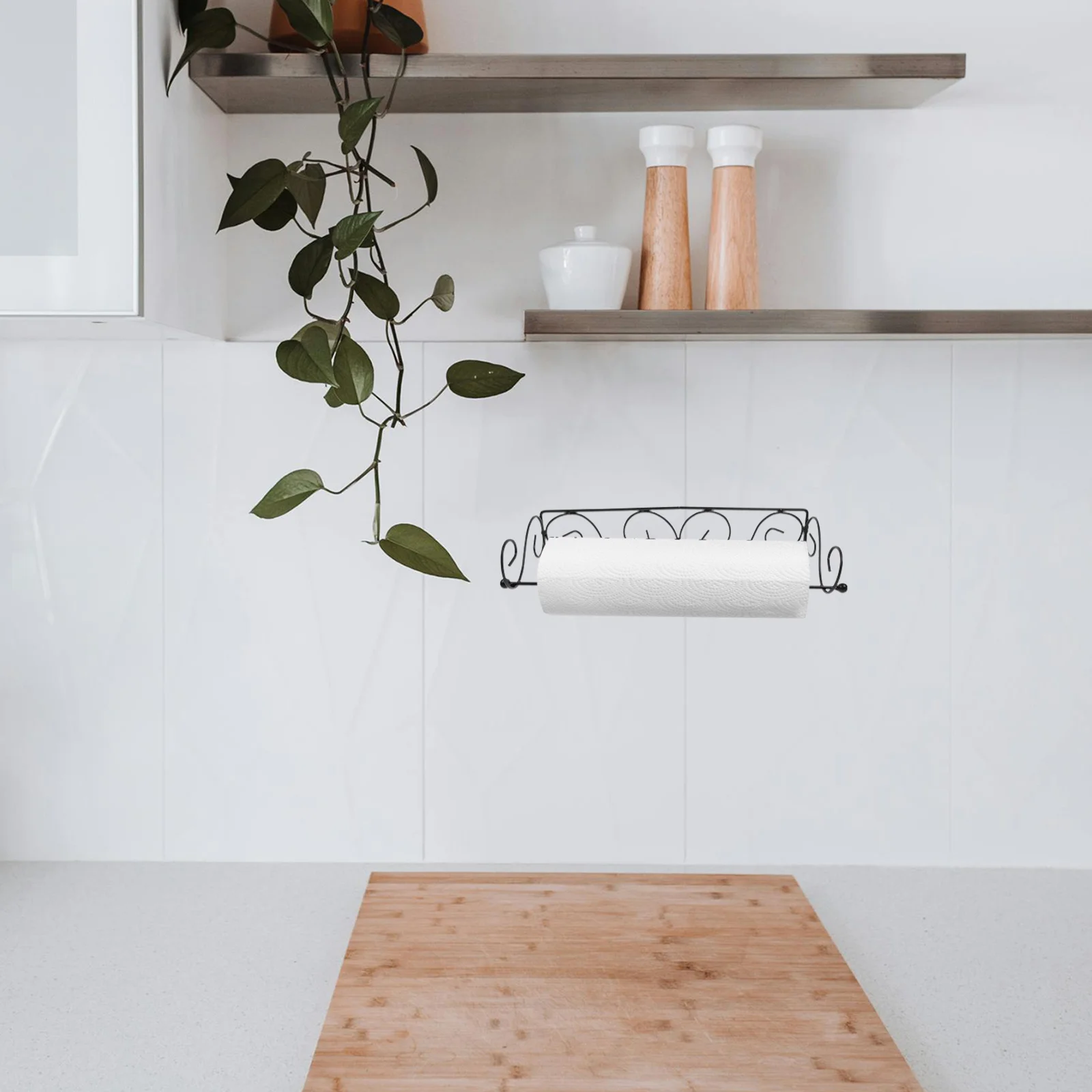 

Wall Mounted Roll Paper Holder Vintage Metal Tissue Rack for Bathroom Kitchen Decorative Storage Shelf Rustic Paper Towel Hanger