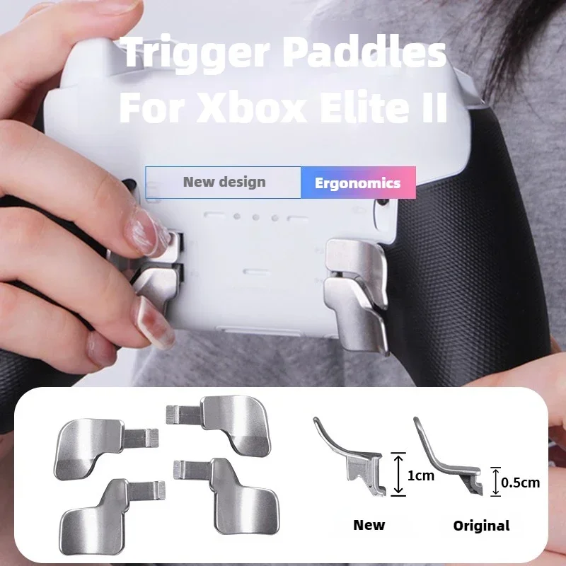 Raised Metal Back Paddles Replacement Button Kit for Xbox Elite Series 1 ＆ 2 Controller, Ergonomic Gaming Controller Accessory