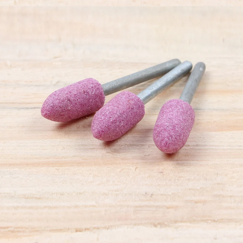 10Pcs Abrasive Mounted Stone For Dremel Accessories Grinding Stone Wheel Head For Dremel Rotary Tools Bullet-Shape Pink SSQ