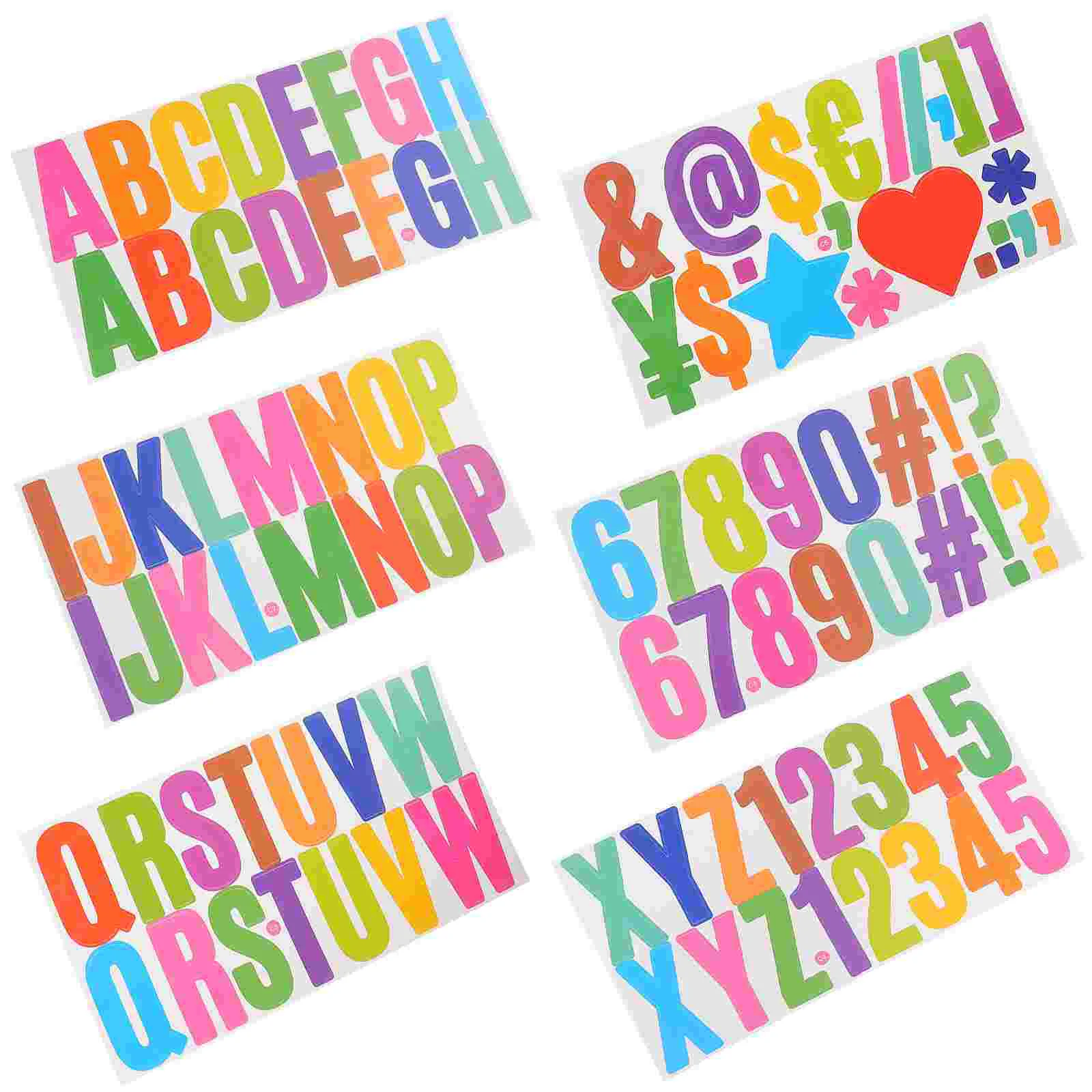 6 Sheets Letter Stickers Self-adhesive Number Nail Scrapbook Letters for Crafts