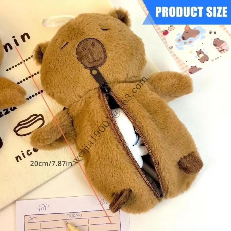 Plush Capybara Pencil Case BACKER CARGE CARGET PENCES PEMIRCIZERS BAS.