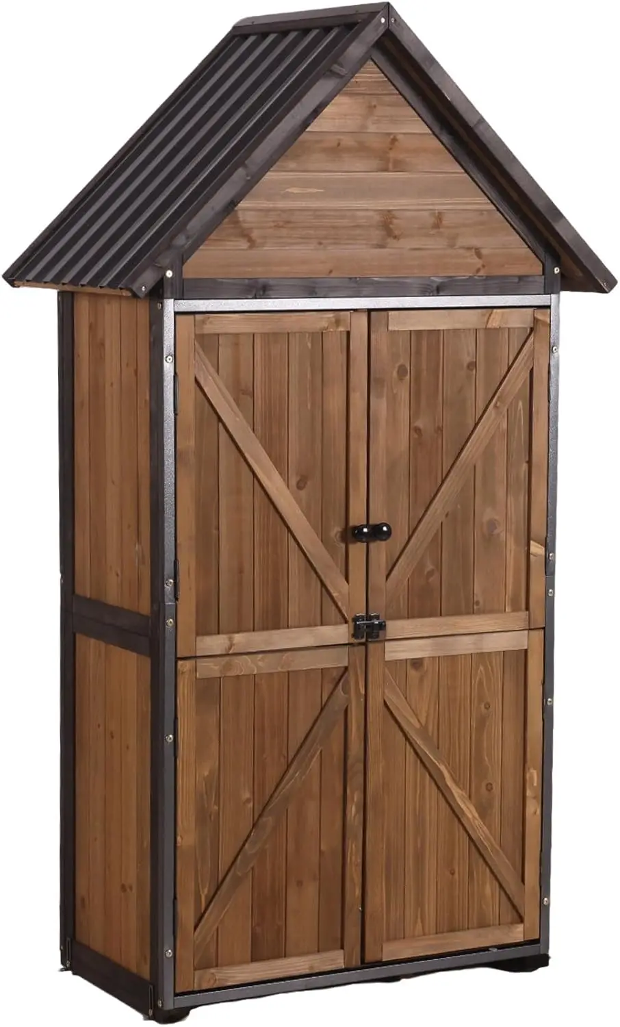 

Улучшенный уличный садовый сарай для хранения с прочным металлическим каркасом, шкаф для инструментов