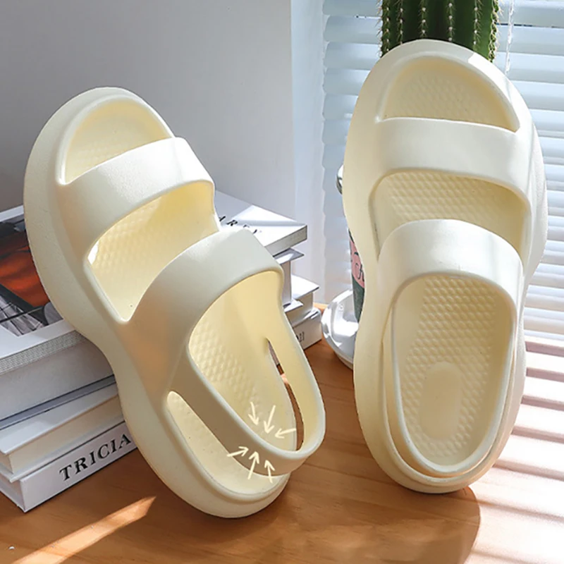 Fashion Platform Sandals Women Summer Shoes Outside Beach Sandals Solid Color Home Soft Slippers Indoor Couple Shoes Men Sandals