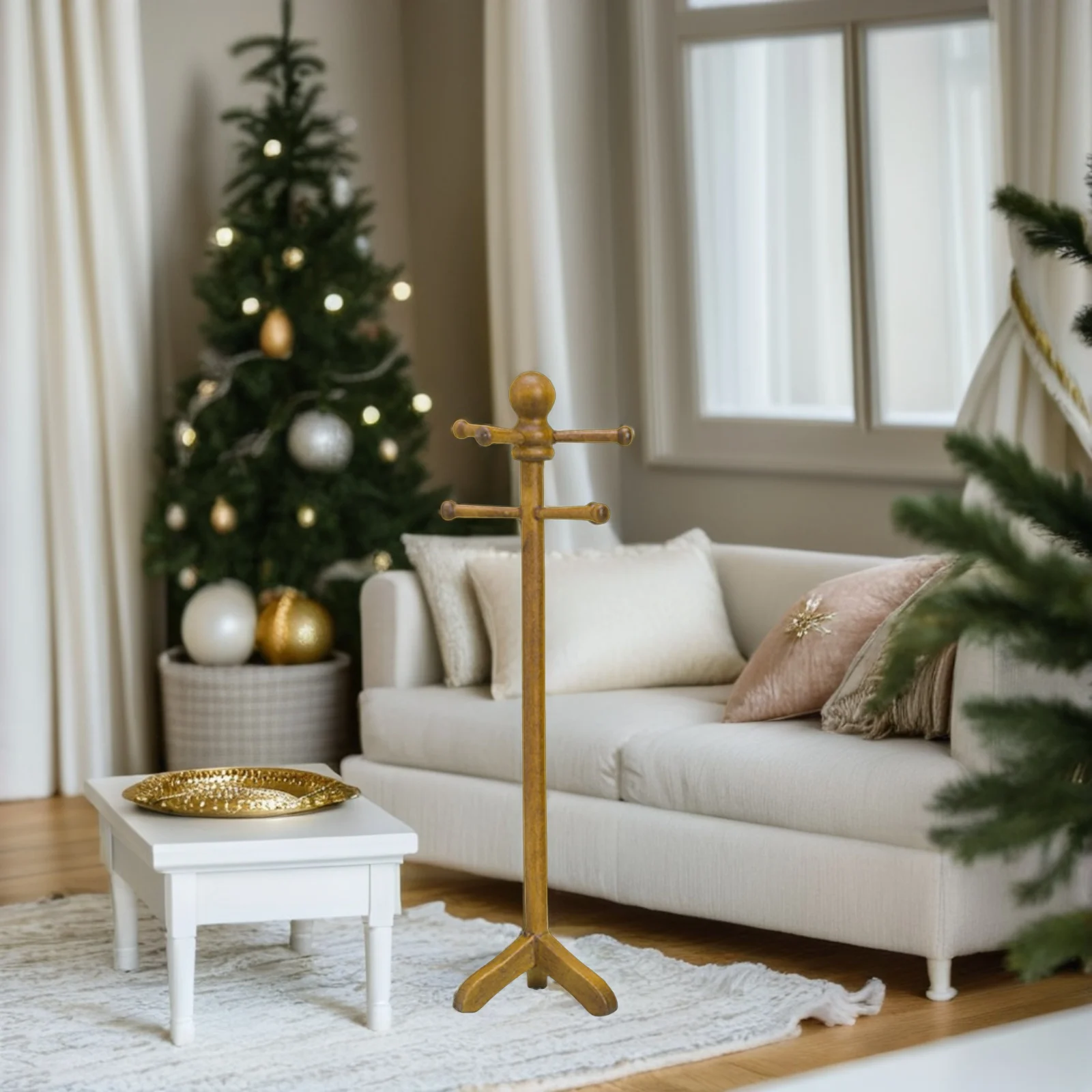 2pcs Dollhouse Clothes Rack 1:12 Scale Miniature Metal Hanger Stand For Dollhouse Garment Display Vintage Decorative Shelf