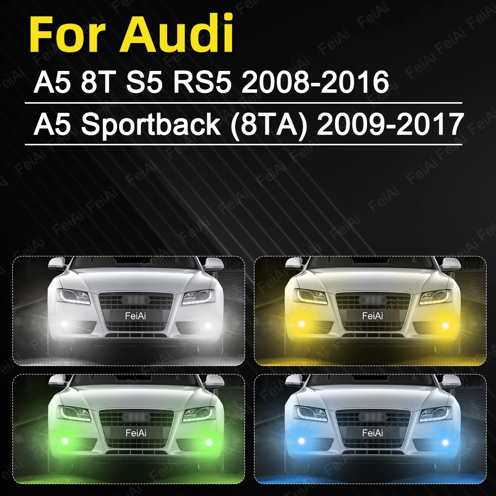 LED Fog Light Bulb For Audi A5 8T S5 RS5 Car Accessories Yellow Fog Lamp 2008 2009 2010 2011 2012 2013 2014 2015 2016 2017 12V