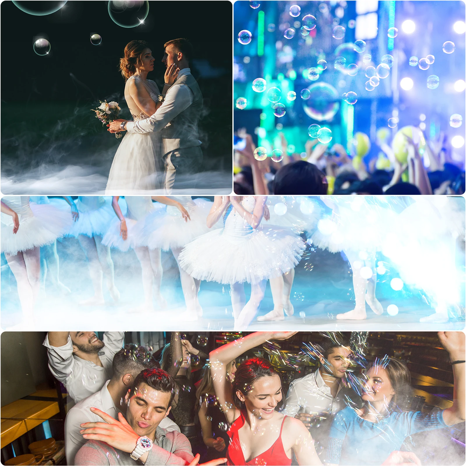 U'King 1500W Smoke Bubble Machine 8 RGB 3IN1 LED Bubble Fog Machine DMX Bubble Fogger Stage Light For DJ Halloween Party Wedding