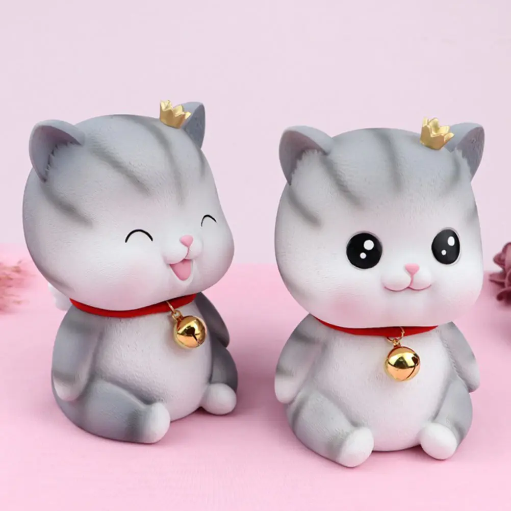 

Kitten Saving Pot Large Vinyl Money Pot Cartoon Coin Bank for Home Office Desktop Spare Change Storage Cartoon Coin Bank