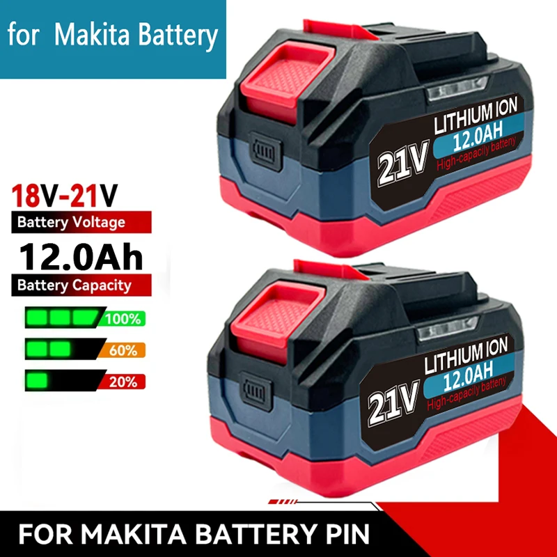 Batterie lithium rechargeable 18V 21V 6.0 9.0 12.0Ah pour outils électriques Makita 18V, clé à chocs sans fil, scie, perceuse, meuleuse, tournevis.