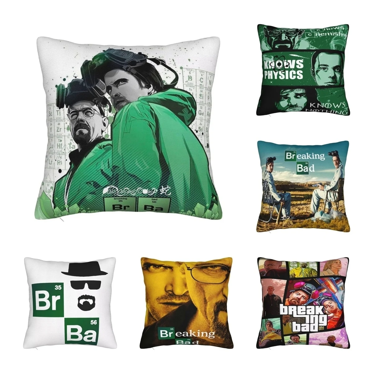 Breaking Bad Walter White Square Pillow Case Jesse Pinkman Chemical Cushion Cover Decor Throw Pillow Case Cover for Seat 18"