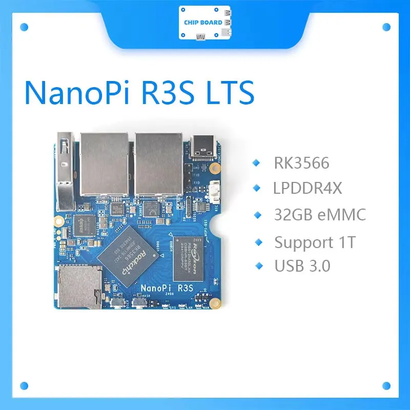 

NanoPi R3S LTS RK3566 Компактный мини-ПК Двойной 2,5 ГБbE 32 ГБ eMMC Алюминиевый корпус Linux IoT Маршрутизатор