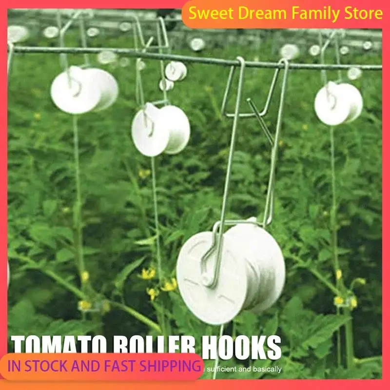SDFC-Galvanized For Cucumber& Tomato Roller Hooks 10Pcs 15M PP Heat-Saving Space-Saving Twine Vine Crop Trellis Wire Hooks Twist