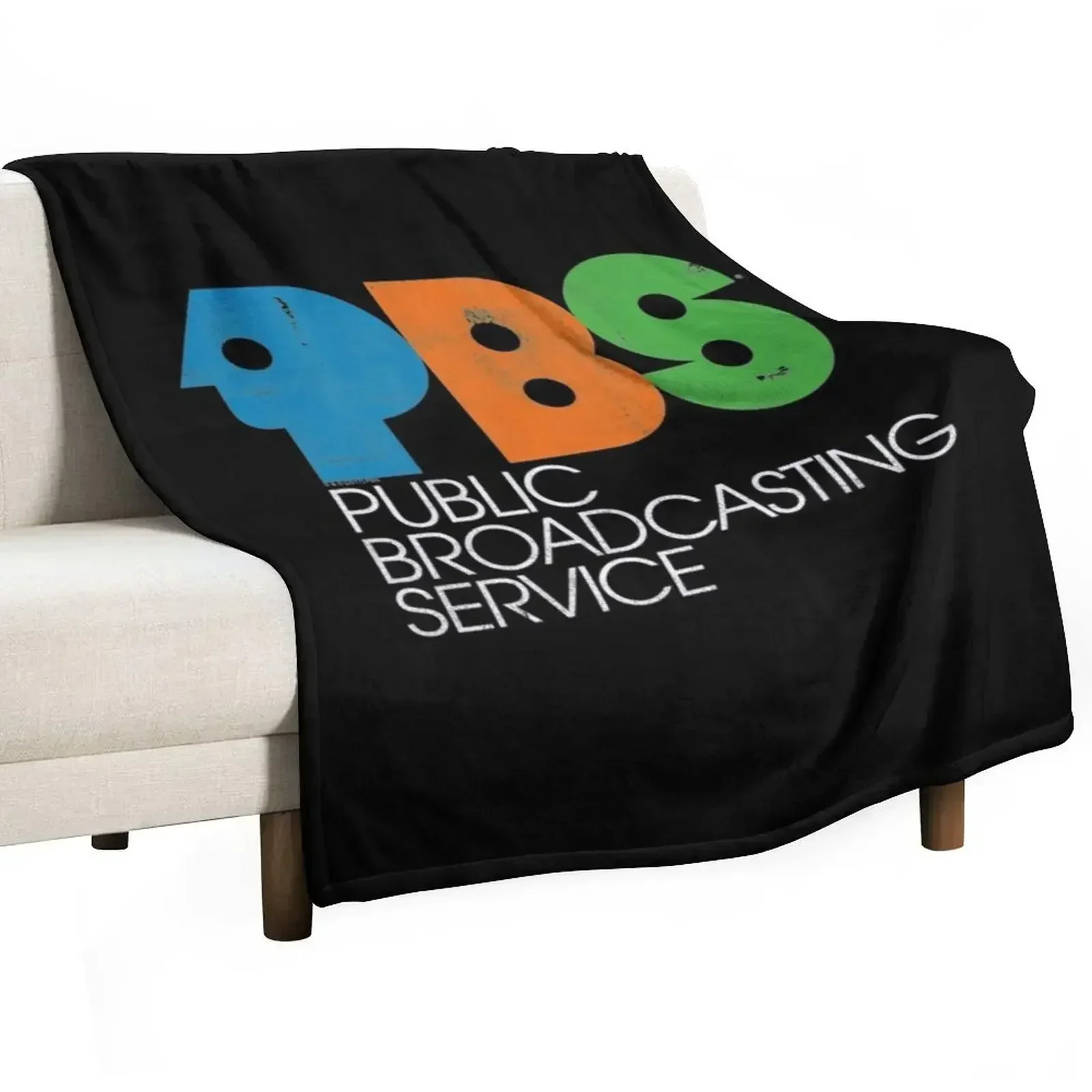 

PBS Vintage Logo Distressed Throw Blanket Sofa Quilt Sleeping Bag Blankets