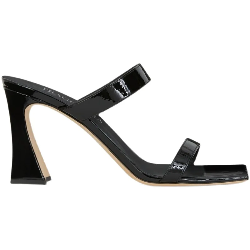 Summer 2025 New One Word Silver Half Slippers for Women Coarse Heel Simple High Heel Sandals Square Head Open Toe, Cool Slippers