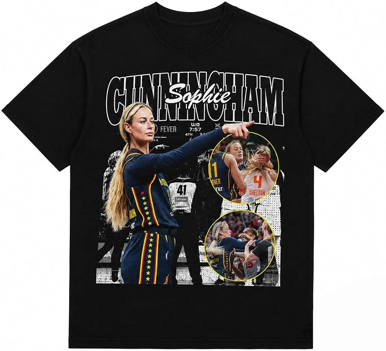 Sophie Cunningham Point Shirt Indiana Basketball #8 T-Shirt Men Women Fans 100% Cotton Trendy Y2K Short-Sleeve Tee-Soft,