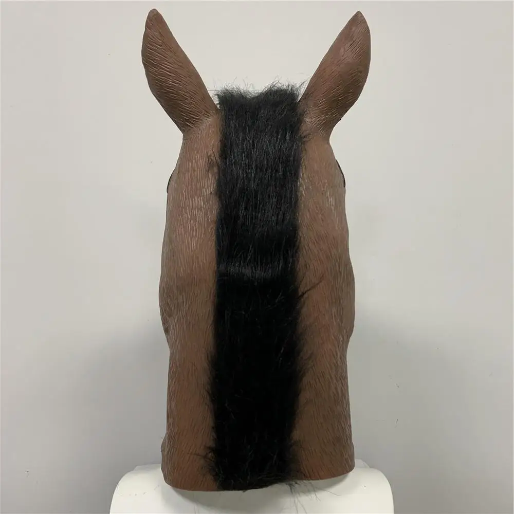 Lustige Pferdemaske für Erwachsene, realistische Tier-Vollgesichtsmaske aus Latex, Accessoires für Kostümpartys, Bühnenshows und Fotoboxen – Detail 3