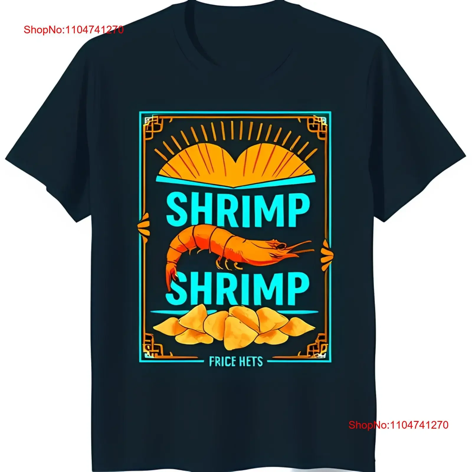 

Черная футболка в стиле ретро с жирными креветками и золотыми фишками. Дизайн винтажного стираного топа для повседневной носки. Удобная стильная графика.
