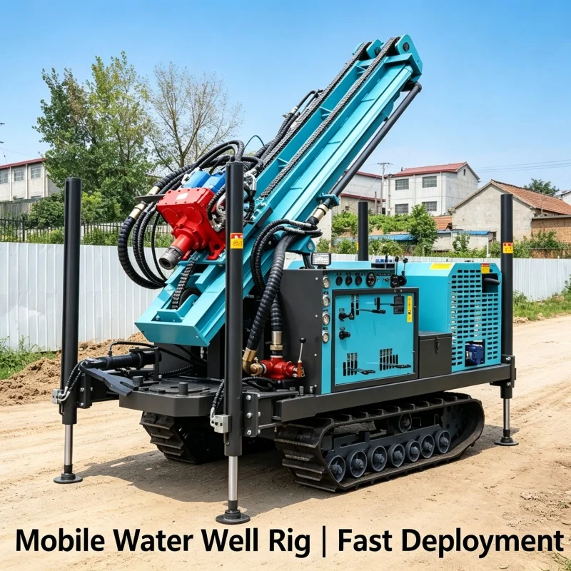 Customized Direct Sale Crawler Water Well Drilling Equipment, Diesel Powered Well Drilling Rig for Farm Deep Well