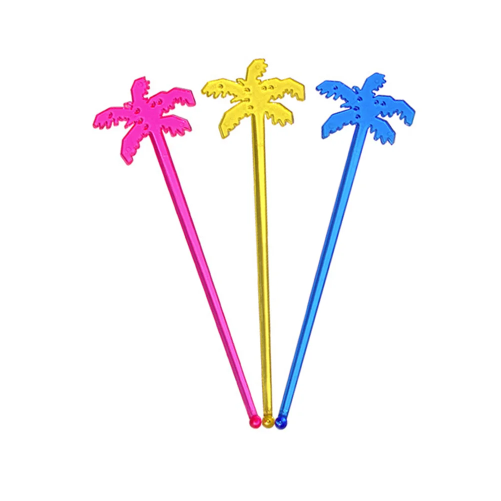 

25pcs Cocktail Stirrers Coconut Tree Design Colorful Drink Mixing Sticks For Party Bar Coffee Shop Swizzle Stick