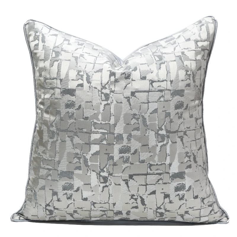 1pc Silver Grey Jacquard Cushion Cover 30x50 45x45 50x50 Luxury Throw Pillow Cover Decorative for Sofa Livingroom Pillowcase