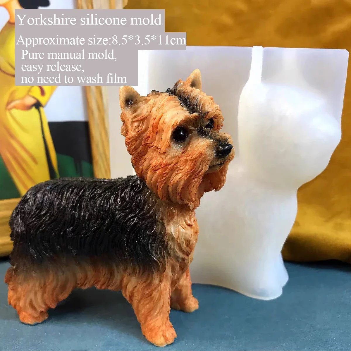 Three-Dimensional Silicone Mold for Aromatherapy Plaster, Cute Yorkshire Terrier, Drop Glue, Handmade, DIY