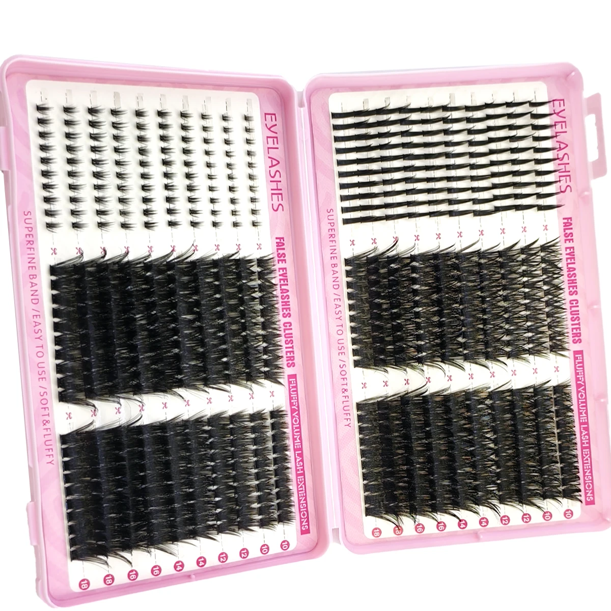 600 pièces faux cils cluster bricolage 50-100D disque de mélange étendu dodu cluster une pièce oeil de chat faux cils pointes + bas