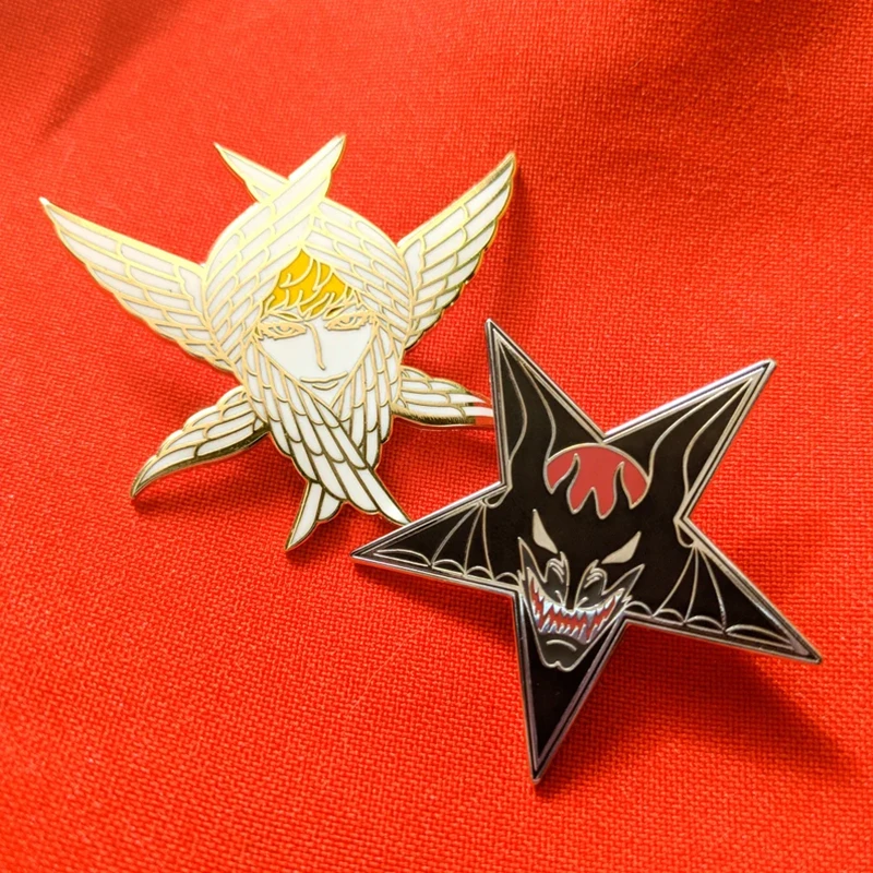 Creative Cartoon Devilman And Angel Enamel Badge Brooch Backpack Collar Lapel Pins Jewelry Brooch Game Fashion Pin Gift