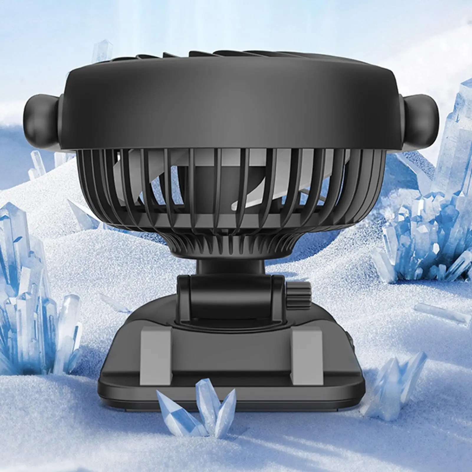 USB Car Fan 160 Rotation Vehicle Cooling Outdoor Personal Fan For Drivers Travelers Trucks Sedans RVs Travel Camping Home Study