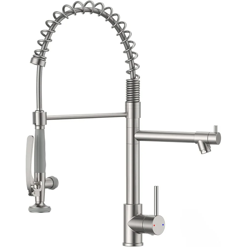 

Fapully Commercial Pull Down Kitchen Sink Faucet with Sprayer Brushed Nickel