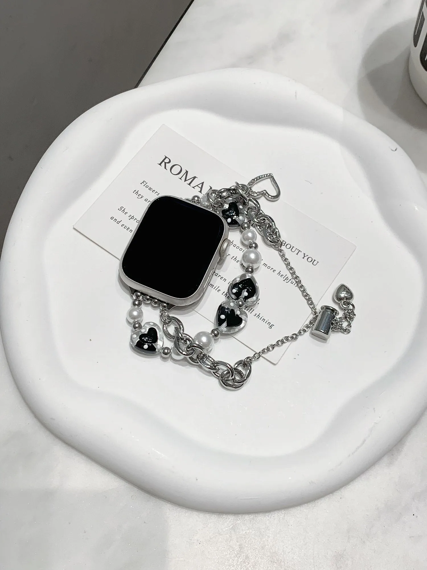 Popular Dot Heart-Shaped Chain Metal Strap For Apple Watch Band Women Series S11/10/7/6/5/9 40mm 41mm 38mm 42mm 44mm 45mm 46mm - view 2