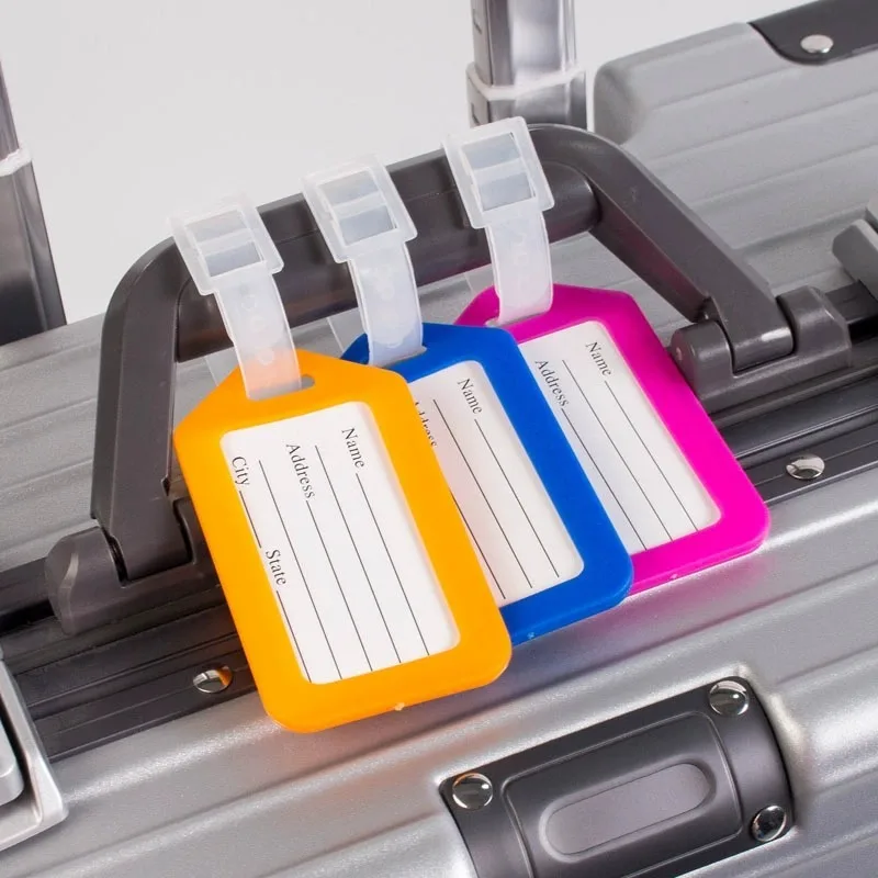 2/10PCS Luggage Tags Durable Plastic Baggage ID Holders with Address Label Travel Suitcase Name Tags for Women Men