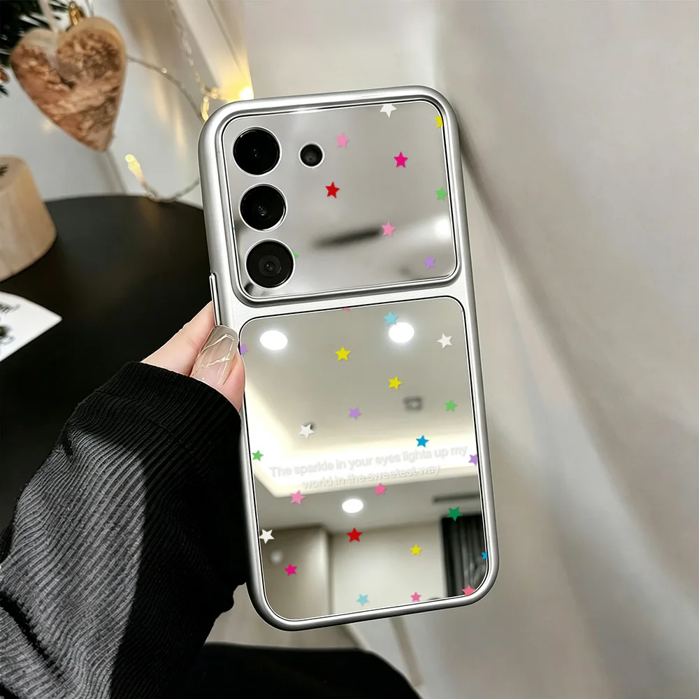 Candy Color Star Glossy Mirror Phone Case For Samsung Galaxy S26 S24 S23 S25 Ultra FE A37 A57 5G A36 A56 A07 A54 A17 A55 Covers