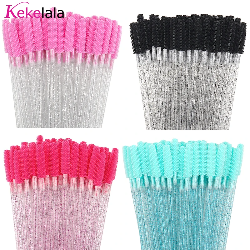 Baguettes de mascara en cristal de silicone pour femmes, applicateur de cils de poulet, brosses à cils, peigne de maquillage, outils de beauté, 50 pièces