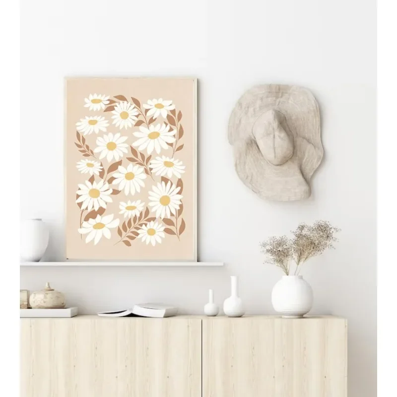 لوحة قماشية بوهيمية لتزيين المنزل ، أرض نوردية ، برتقالية محترقة ، طباعة تراكوتا ، ملصق معرض ، فن حائط ملون ، غرفة نوم دافئة #5