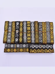 Flat Gold Ribbon Hand Embroidered Woven Jacquard Ribbons Silver Retro Style Clothing Hemmed Home Decoration Sewing Accessories