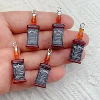 3D Alcohol Wine Bottle Song Jin-cham Pendant, DIY Earrings, Keychain Jewelry Making, 10 pieces