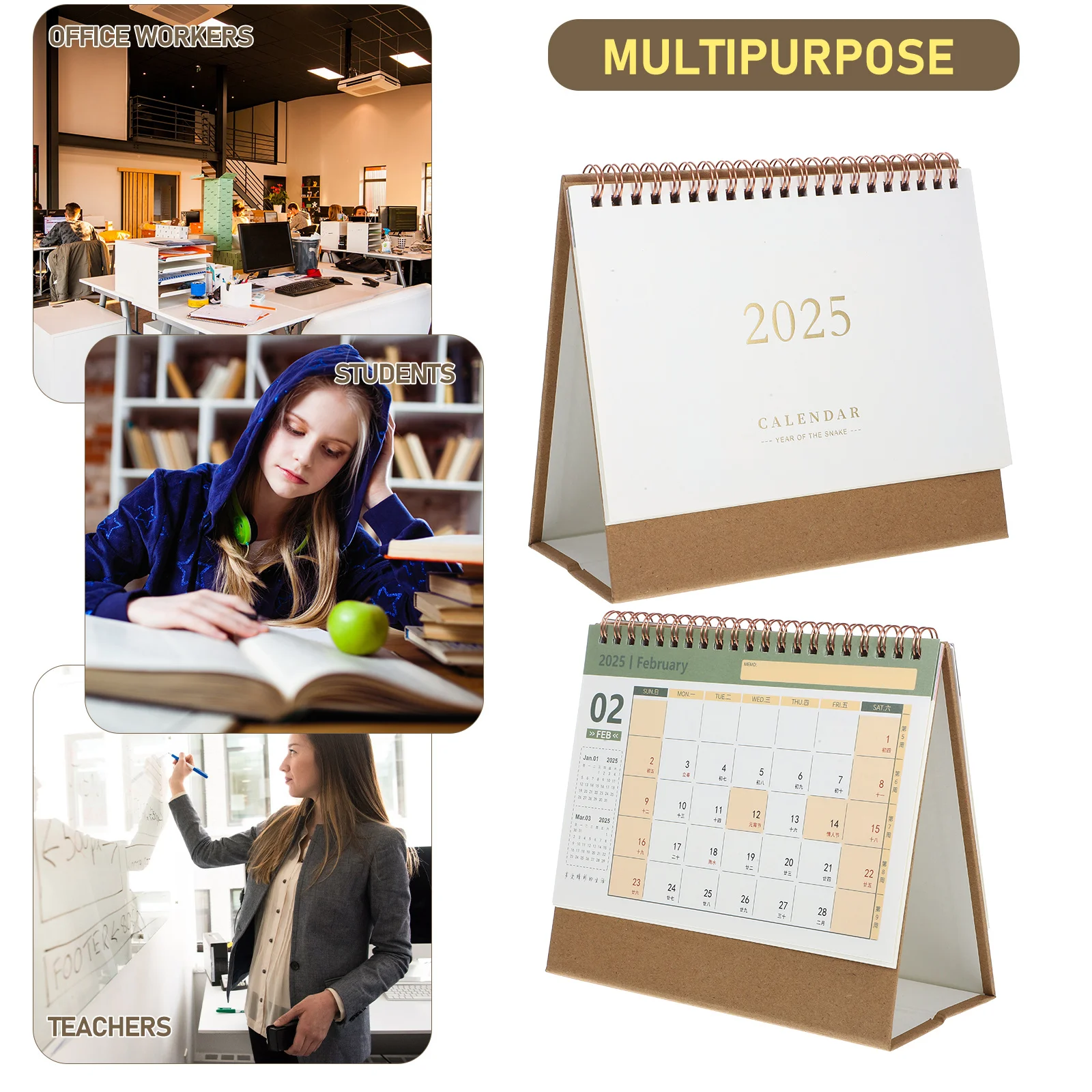 

Desk Calendar Notepad Standing Daily Use Month Office Accessory Large Paper Decorative Work 2025 Planner Minimalist Desk Decor