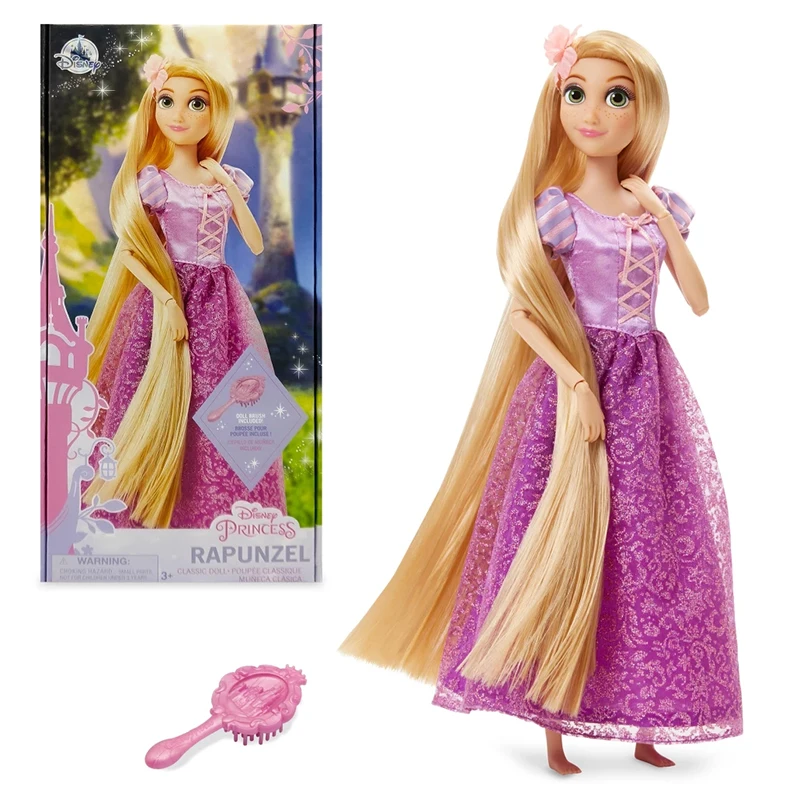 Original Disney Store 30CM Rapunzel Frozen Anna Elsa Mermaid Snow white Princess Joint Vinyl Doll Figure toys For kids Xmas gift