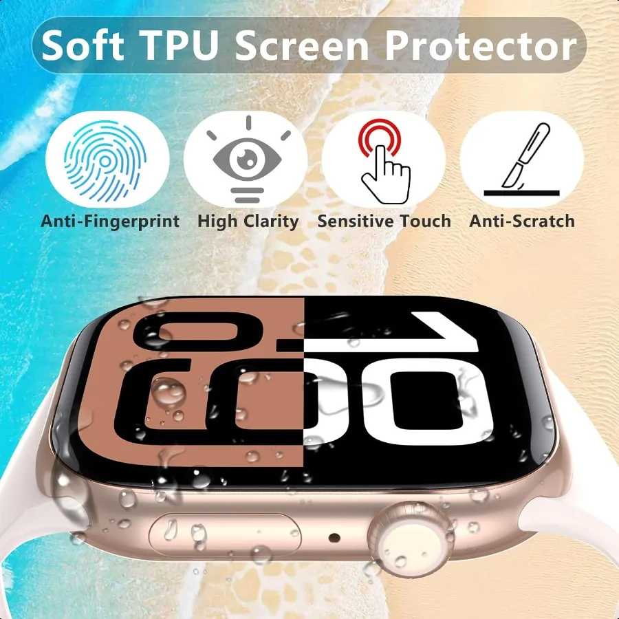 Confezione da 8 pellicole protettive compatibili con Apple Watch Series 10 Pellicola proteggi schermo in TPU trasparente HD da 42 mm compatibile con Apple Watch