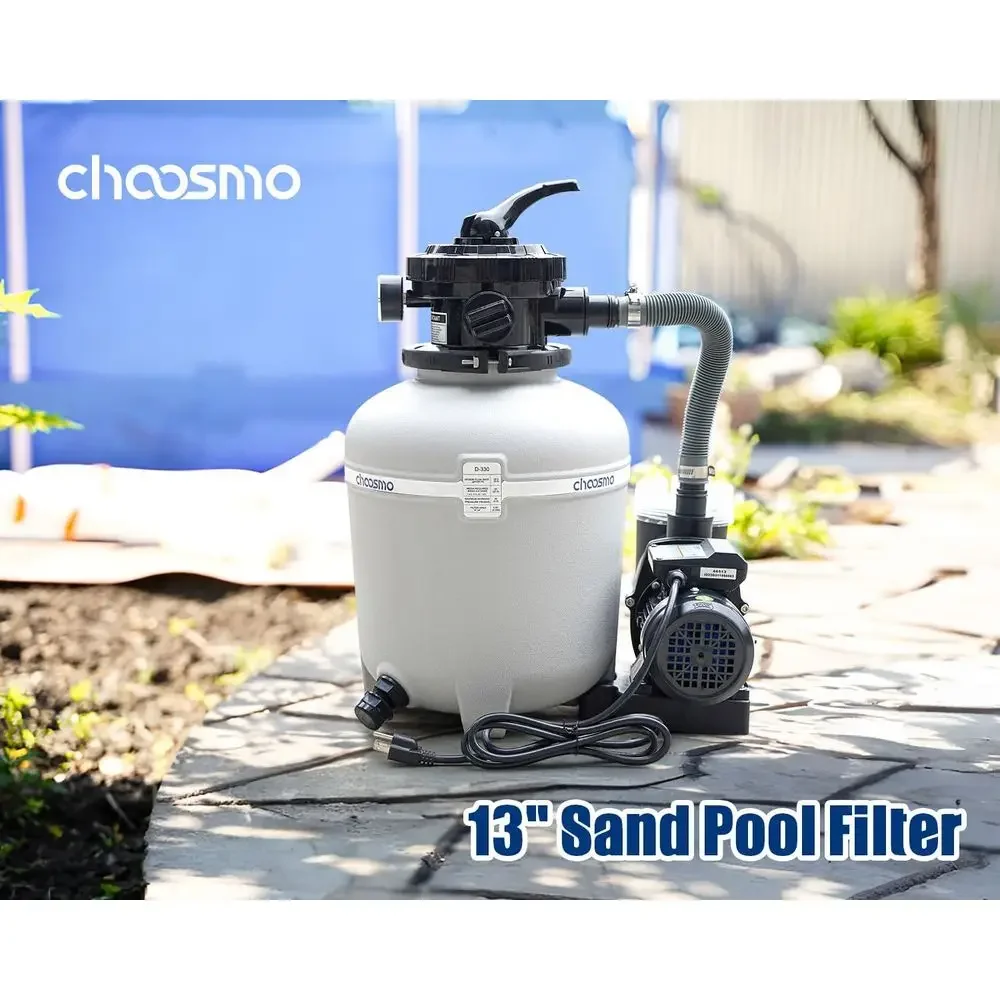 13-Inch Sand Filter System with 6-Way Pool Pump, 2500 GPH, Ideal for Above-Ground Pools