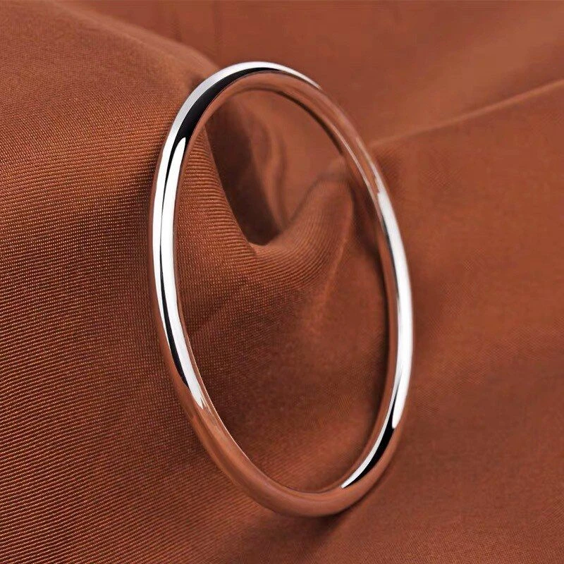 OUYADI Damen-Armband aus 999er Sterlingsilber, glänzend, schlicht, geschlossen, rundes Armreif-Schmuckstück, Geschenk